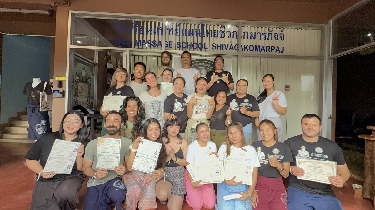 Graduating class at a Thai massage school